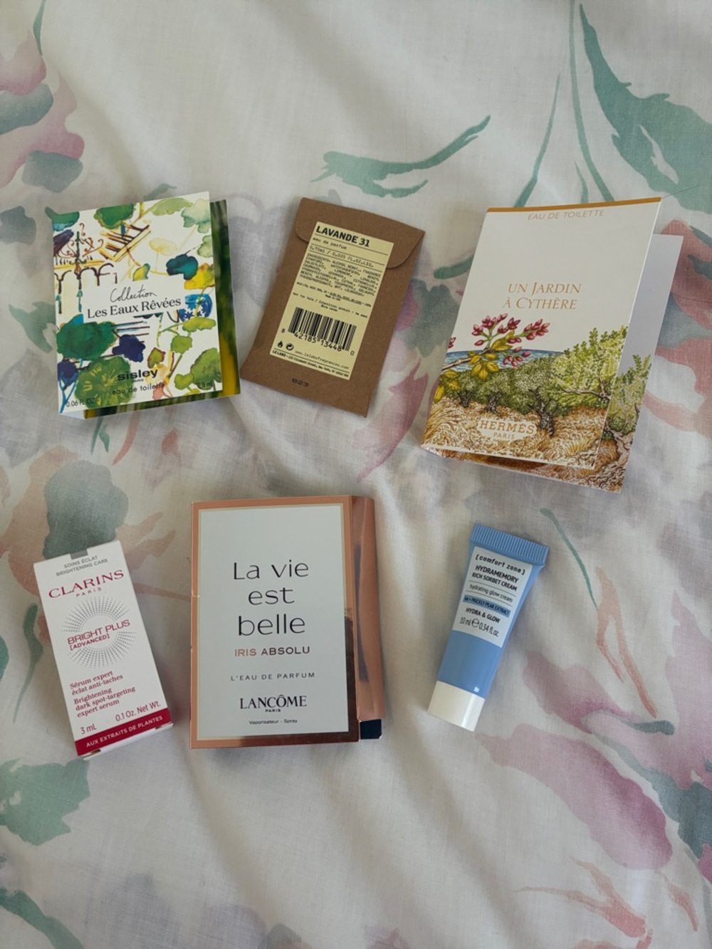 Set of 6 luxury designer skincare/perfume samples le Labo Hermes sisley new